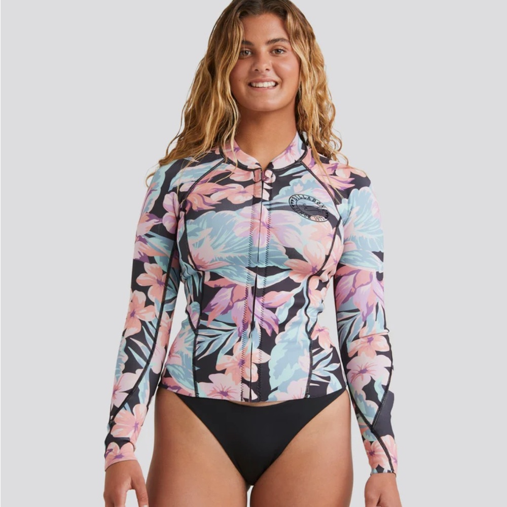NWT Billabong Womens 1/1mm Peeky Wetsuit Jacket Nights in Paradise Print - XL